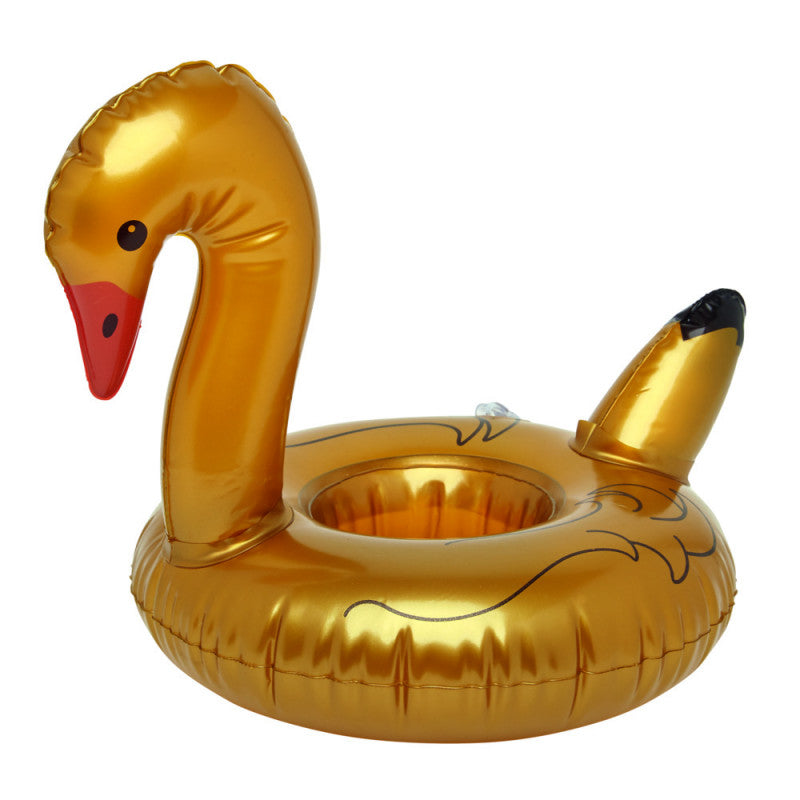 porte gobelet gonflable flamant rose dore