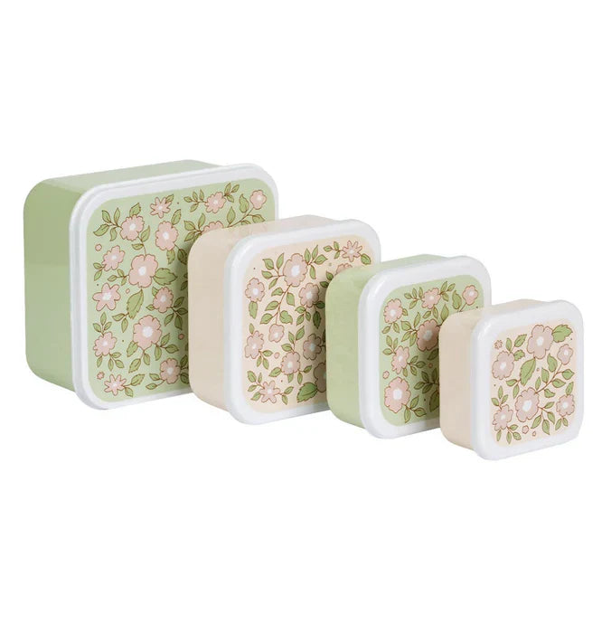 Pack de 4 Boîtes à Goûter et Déjeuner - Fleur