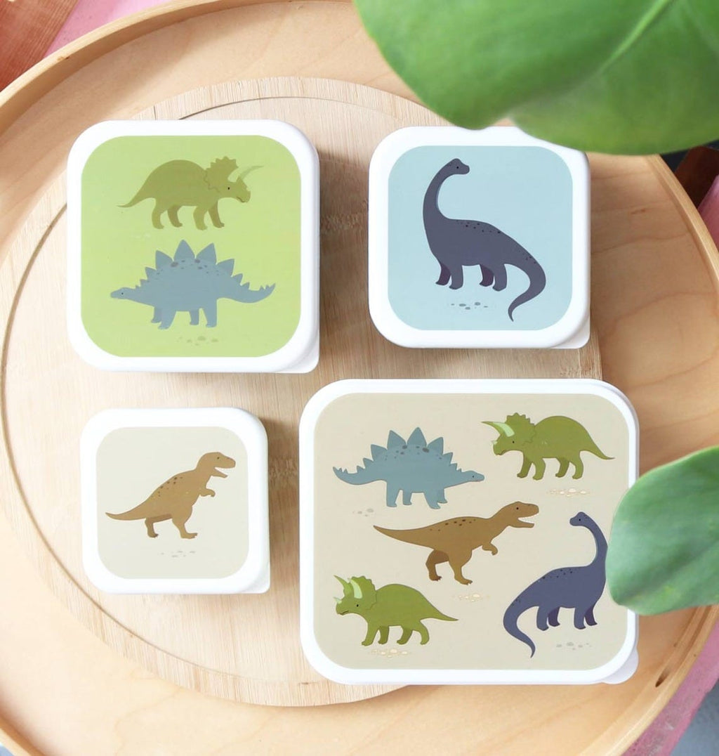 Lot de 4 boîtes repas et goûter - Dinosaures – vue 2 – A Little Lovely Company