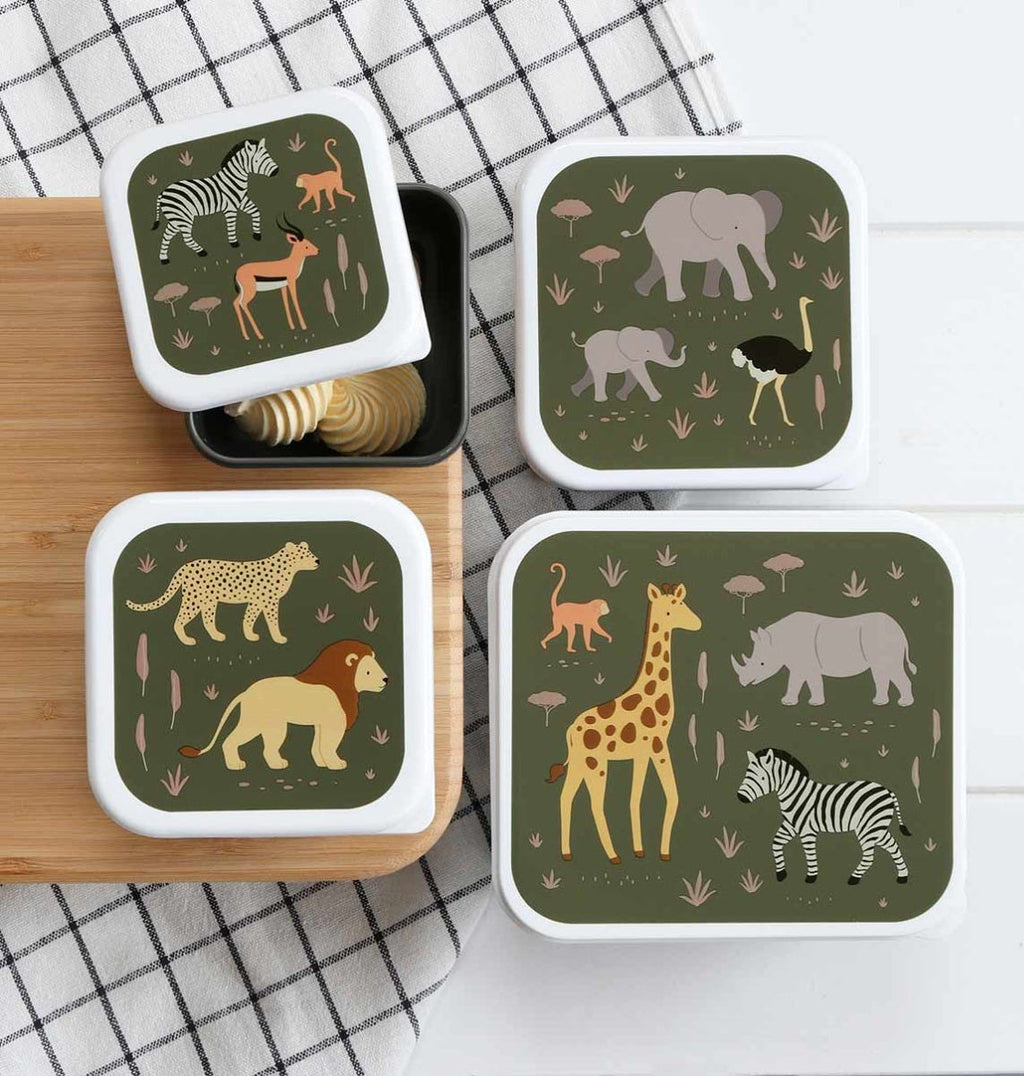Lot de 4 boîtes repas et goûter - Savane – vue 2 – A Little Lovely Company