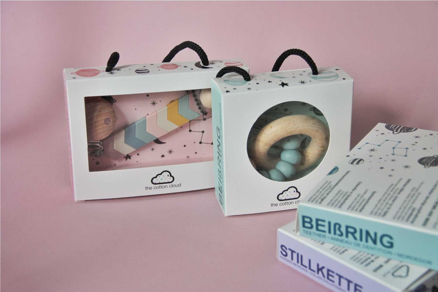 Schnullerkette Animal Pink aus Silikon
