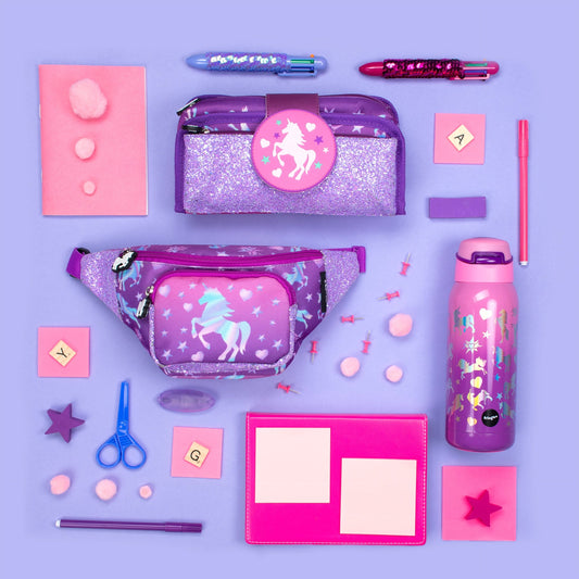Trousse scolaire avec patch en silicone – licorne Ombre