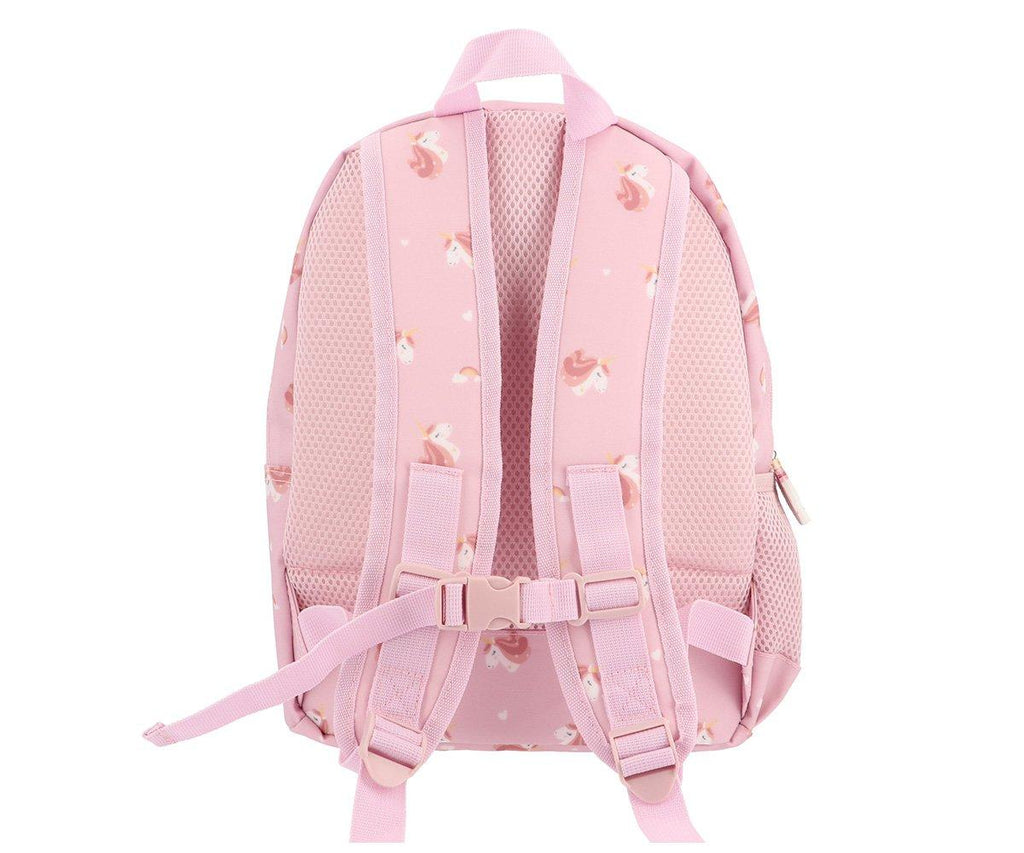 Sac à dos moyen Tutete Magical Unicorn : vue arrière, bretelles rembourrées et clip de poitrine