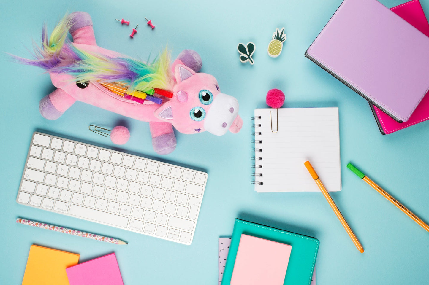 Trousse scolaire – arc-en-ciel licorne rose