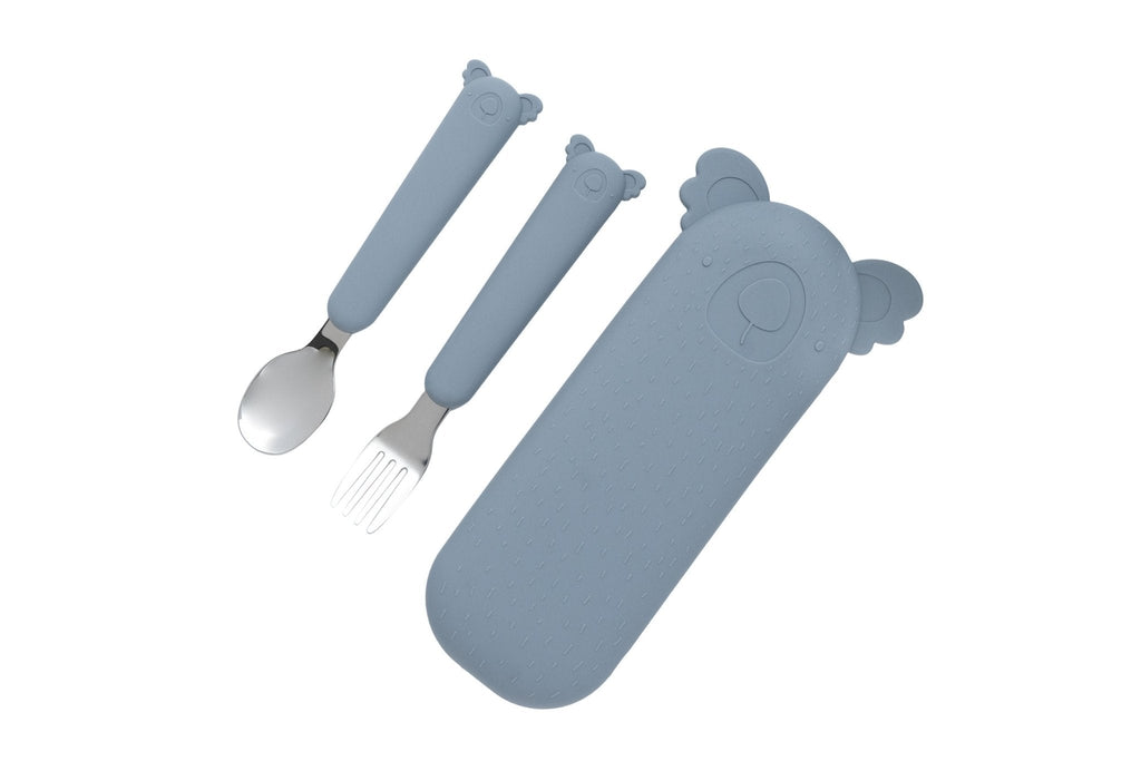 Zoe the Koala Cutlery with Silicone Case Storm Grey